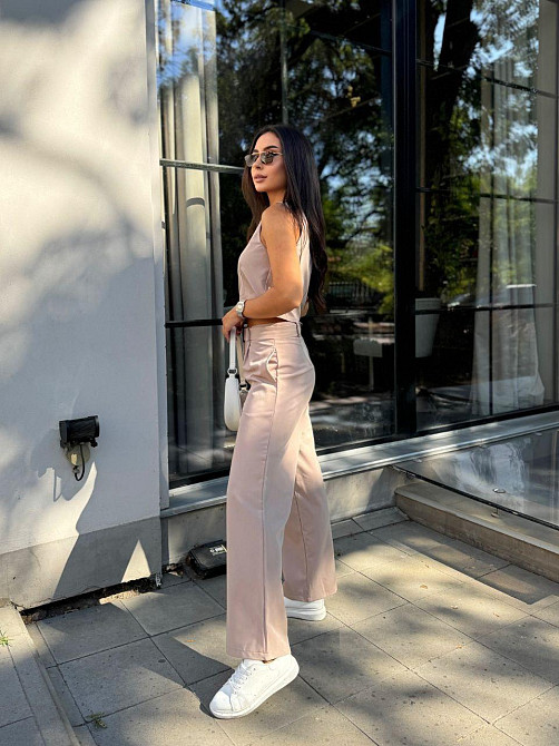 Жіночий брючний костюм двійка: жилет і штани турецька костюмка Капучино, 42 Одеса - фото 8