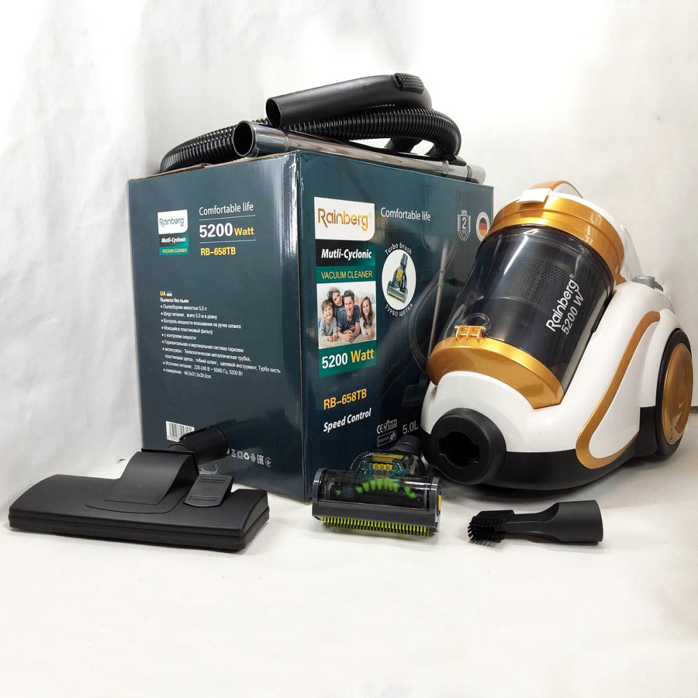 Домашній пилосос для дому удома топ Rainberg RB-658TB 5200 Вт, Потужний побутовий циклонний пилосос UP-18 Львів - фото 5