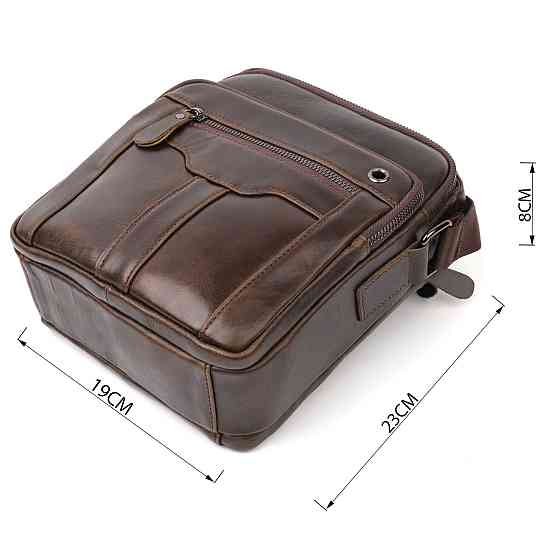 Вертикальна чоловіча сумка Vintage 20825 шкіряна Коричневий Київ