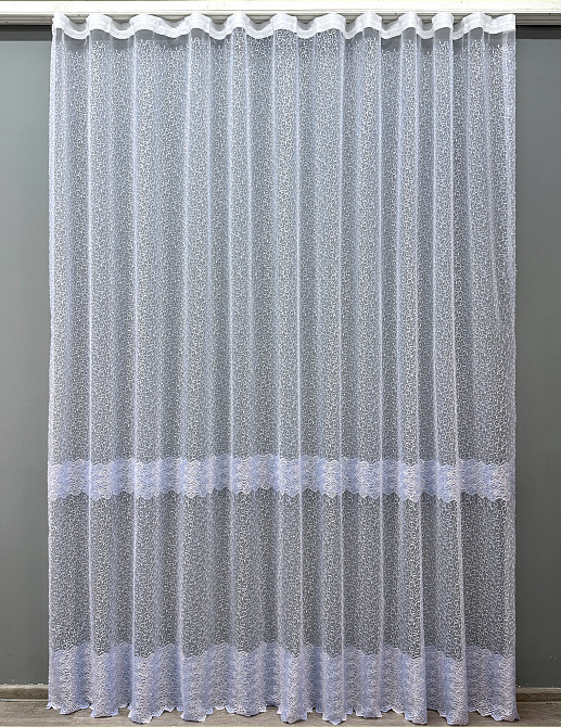 Тюль VR-Textil 1686т Органза с вышивкой Голубой с белым 300х270 см (42-0725) Киев - изображение 2