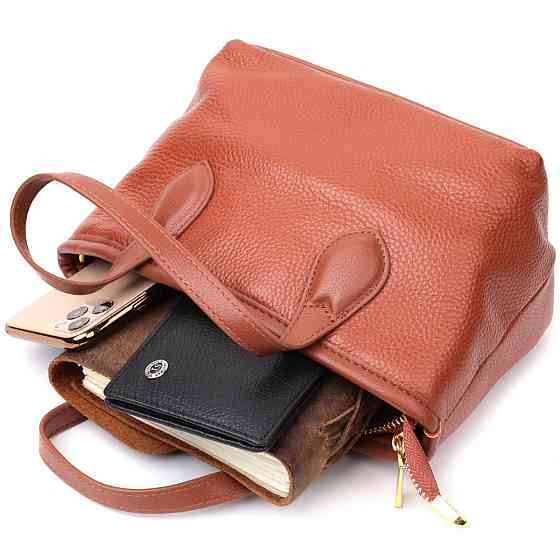 Сумка жіноча з двома ручками з натуральної шкіри Vintage 22285 Коричнева Київ