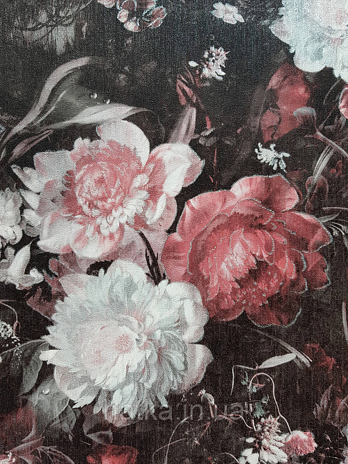 Обои виниловые на флизелине AS creation The Bos 0.53х10 цветы пионы розы астры красные белые розовые на черном Киев - изображение 2