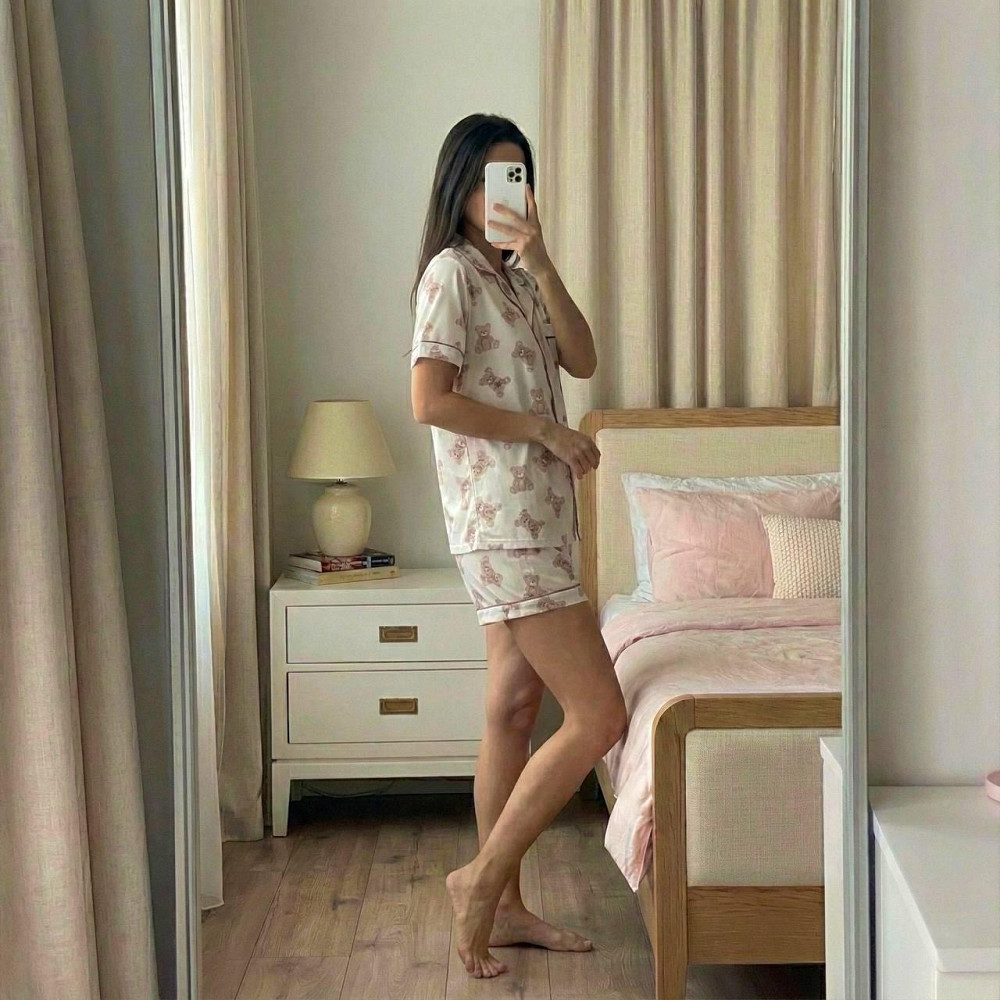 Жіноча ніжна піжама-трійка з милими ведмедиками з бавовни 44 Одеса - фото 3