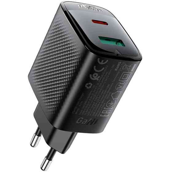 Зарядний пристрій 2xUSB 45W (USB-C+USB-A) Gan A106 Black Acefast Винница