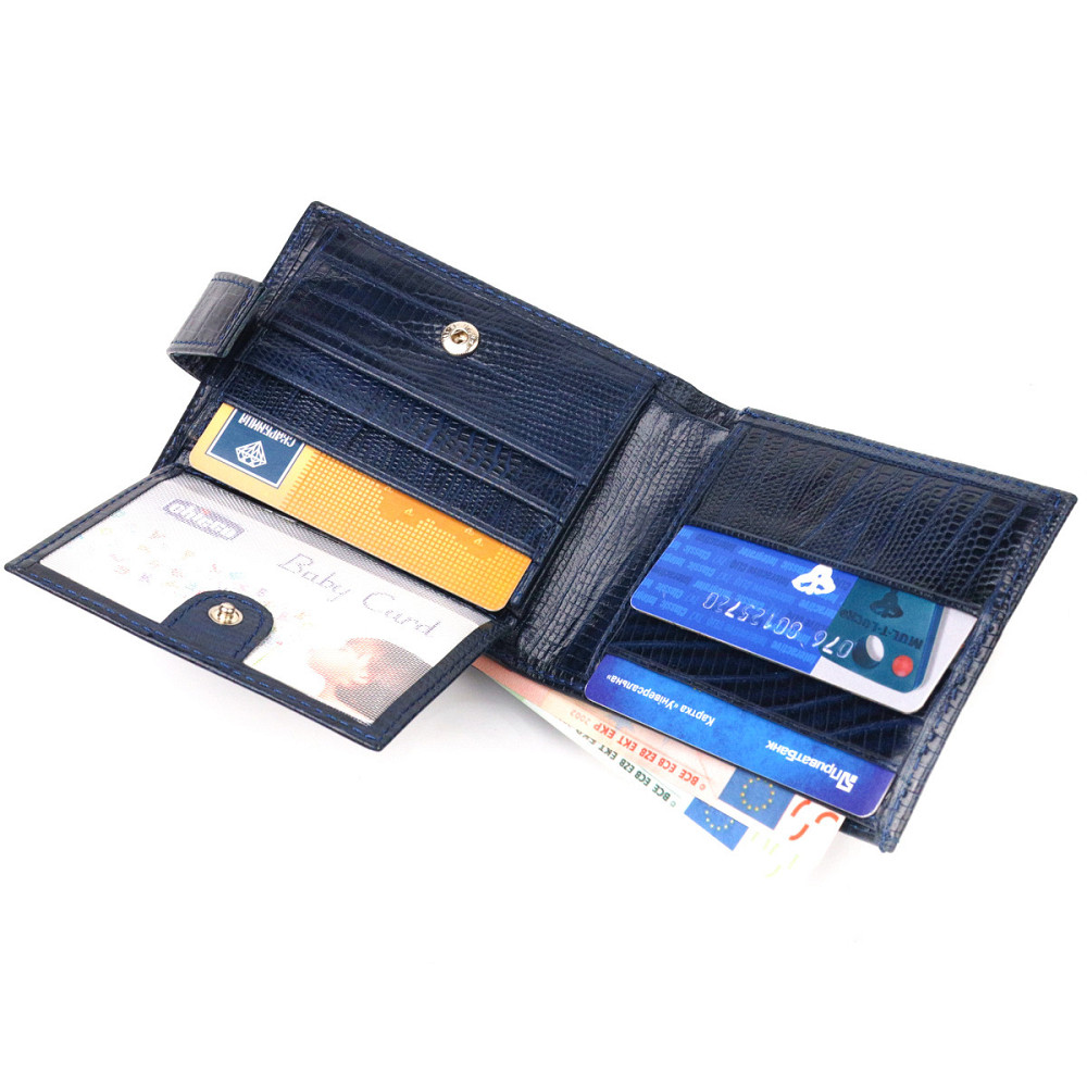 Гідний чоловічий гаманець з натуральної фактурної шкіри CANPELLINI 21515 Синій Київ - фото 8