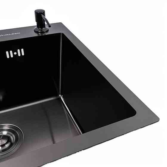 Кухонна мийка 50*45 PVD чорна VALESO Handmade (сифон круглий, 3,0/0,8) Коломыя