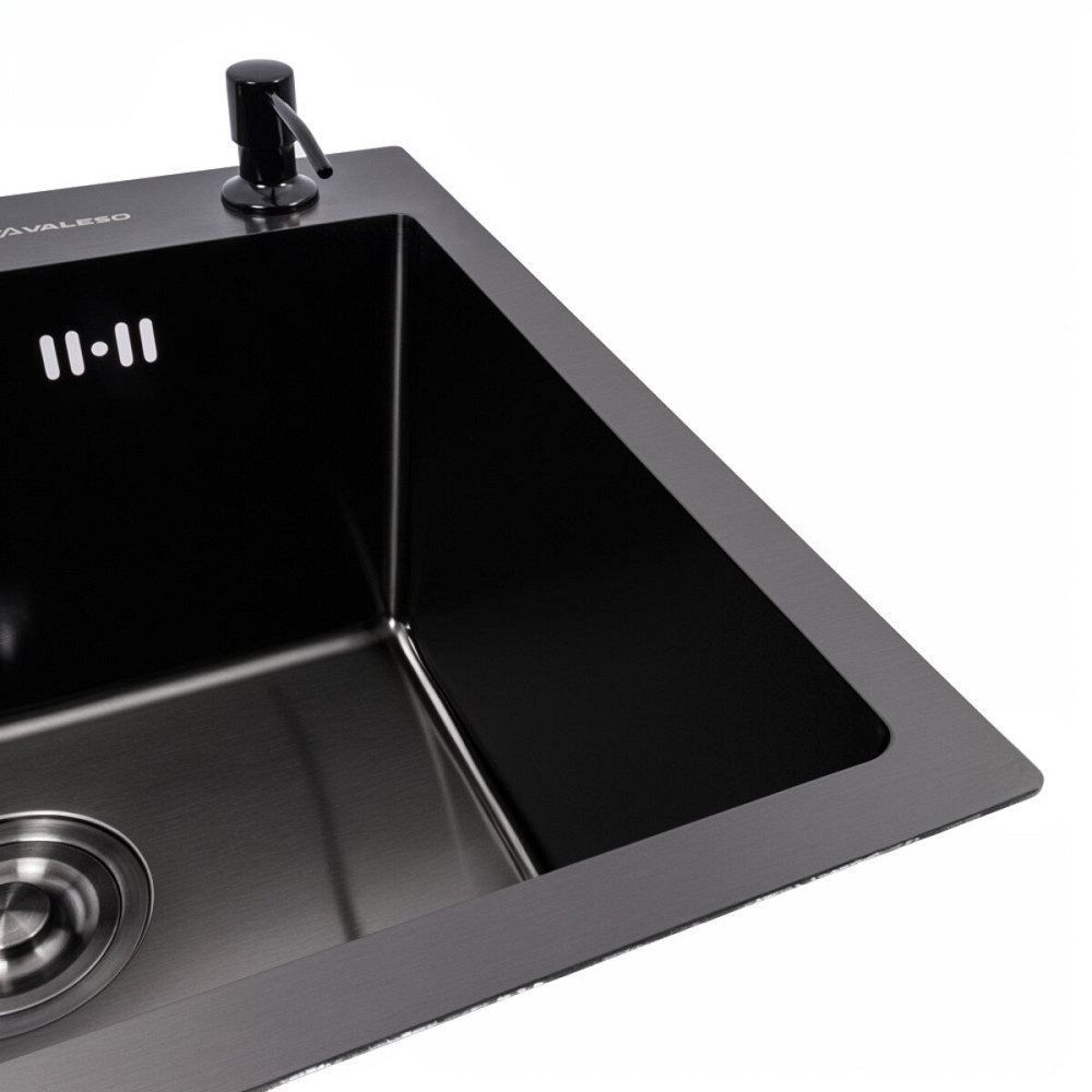 Кухонна мийка 50*45 PVD чорна VALESO Handmade (сифон круглий, 3,0/0,8) Коломыя - изображение 4