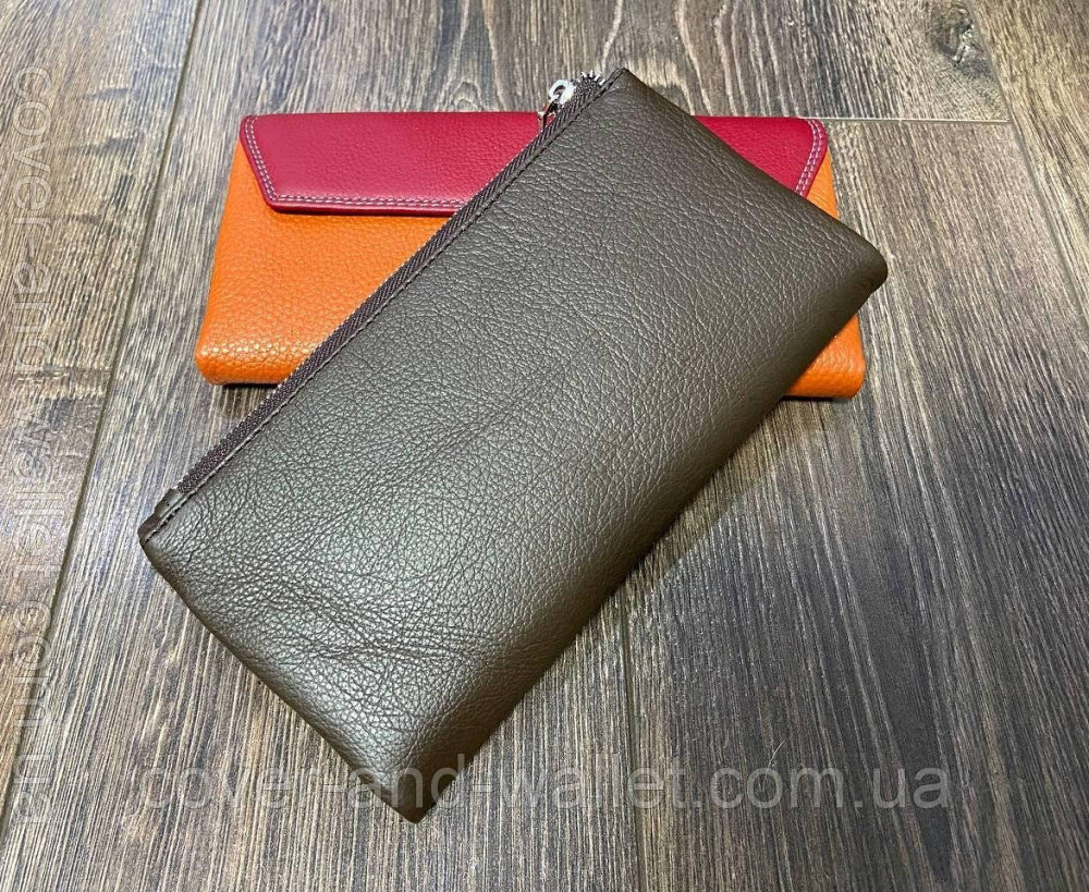 Тонкий шкіряний гаманець купюрник для чоловіків та жінок ST Leather (коричневий) Київ - фото 4