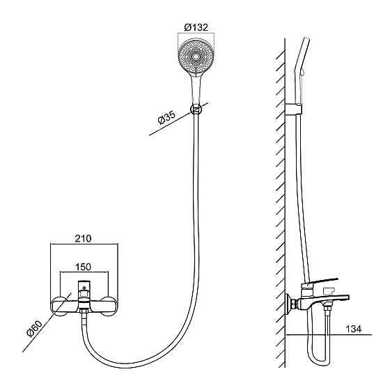 Змішувач для ванни Qtap Slavonice (з душовим гарнітуром) QTSLV259CRM48034 Chrome Київ