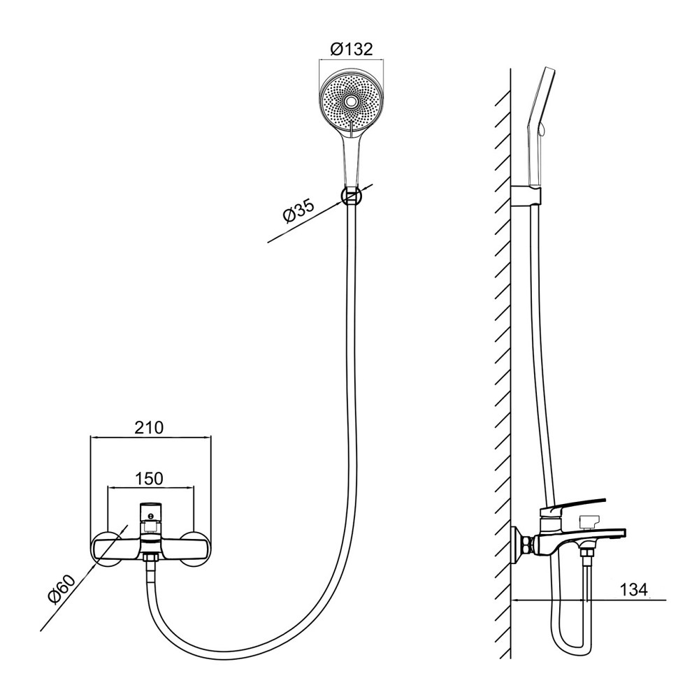 Змішувач для ванни Qtap Slavonice (з душовим гарнітуром) QTSLV259CRM48034 Chrome Київ - фото 2