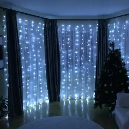 Новогодние гирлянды. Гирлянда водопад 320-400L 3x3м (10х32Ламп) Белая (7150) Коломия