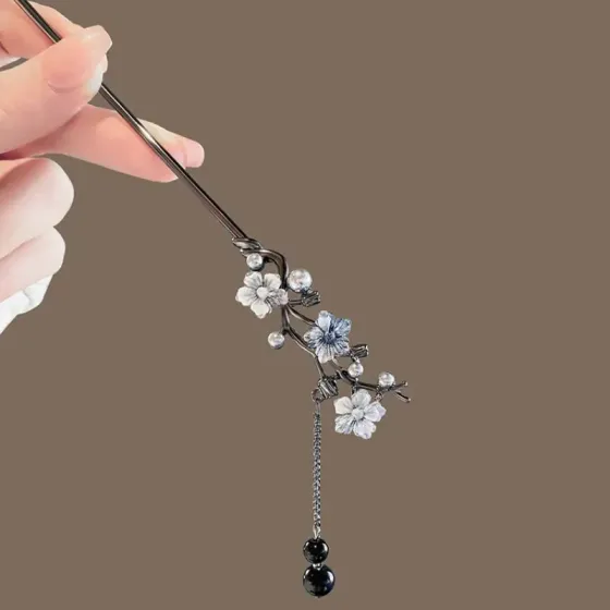 Заколка-шпилька для волос в стиле Ренессанс с цветами и подвесками – 19 см Киев