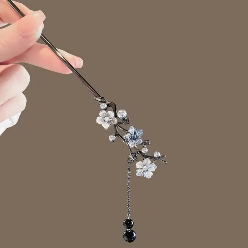 Заколка-шпилька для волос в стиле Ренессанс с цветами и подвесками – 19 см Киев - изображение 2