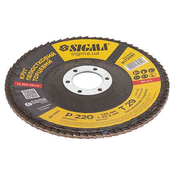 Sigma Круг лепестковый торцевой Т29 (конический) Ø125мм P220 SIGMA (9172691) Киев