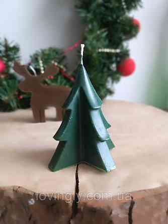 Святкова свічка з натурального воску у формі ялинки 8 см Ірпінь