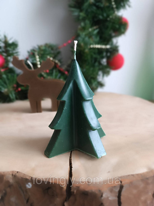 Святкова свічка з натурального воску у формі ялинки 8 см Ірпінь - фото 2