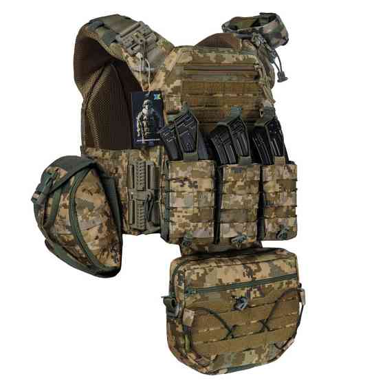 Плитоноска тактична Warmor Gen.3 Pro Max зі швидким скиданням з підсумками (Піксель) Вінниця