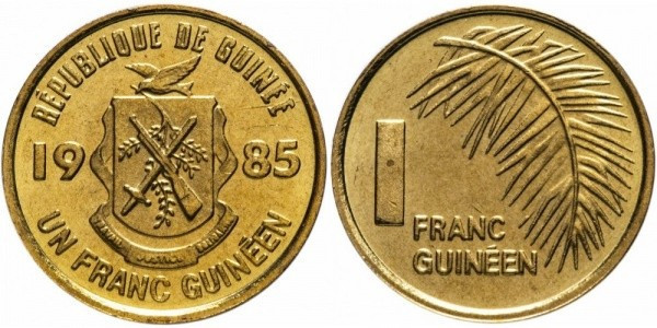 Guinea Брюстина — 1 Francs 1985 UNC Полтава - фото 1