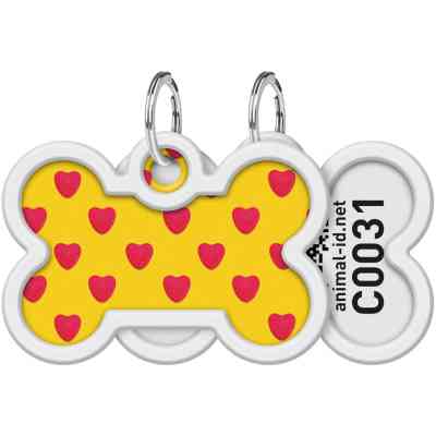 Адресник для тварин WAUDOG Smart ID з QR паспортом "Серця", кістка 40х28 мм (0640-0203) Вінниця