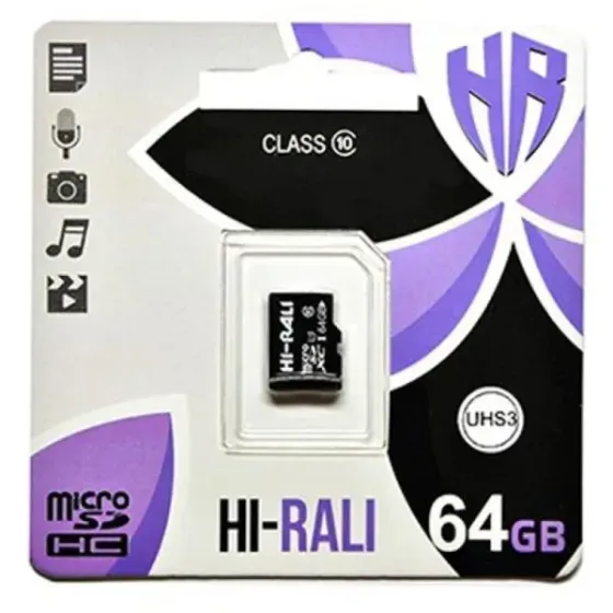 Карта пам'яті Hi-Rali microSDXC (UHS-3) 64 GB Card Class 10 Black Полтава