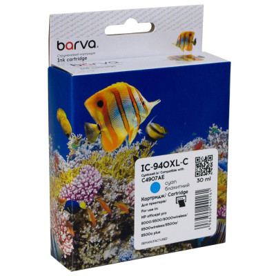 Картридж Barva HP 940XL (C4907AE) 1400 c, Cyan (IC-940XL-C) Винница - изображение 1