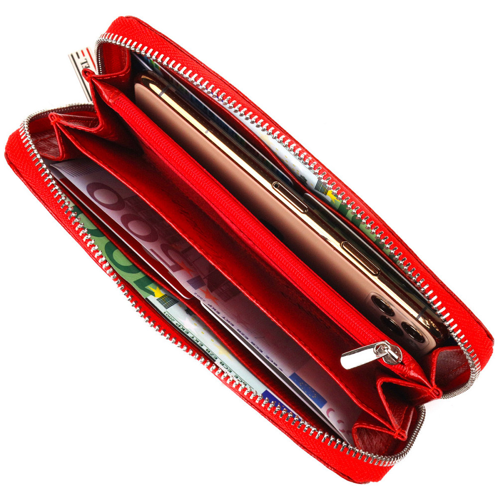 Оригинальный кошелек для женщин из натуральной фактурной кожи CANPELLINI 21613 Красный Киев - изображение 4