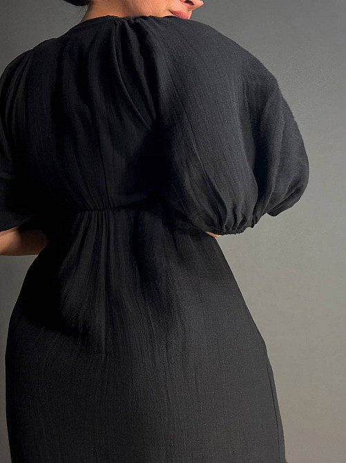 Платье женское MIX RAY 4196 длинное с разрезом узел на груди из муслина черное, черный, S Киев - изображение 17