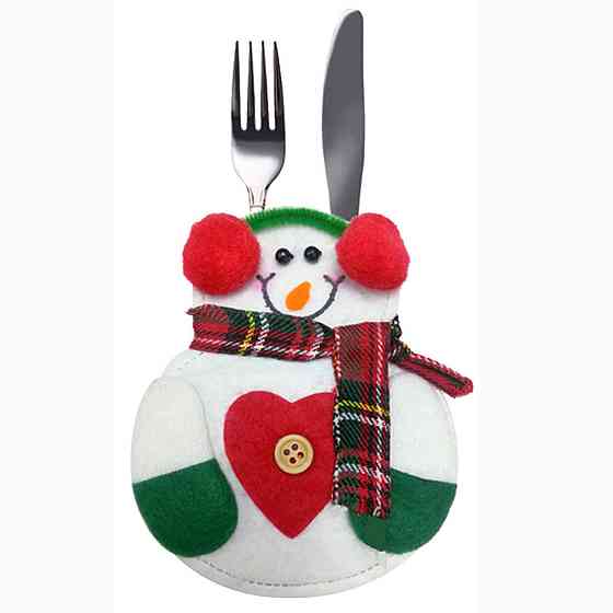Новогодний чехол для столовых приборов Снеговичек 10 на 13 см разноцветный Киев
