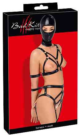Боді з маскою - 2480492 Bad Kitty Strap+Mask Set, black - S Sex Aura Київ