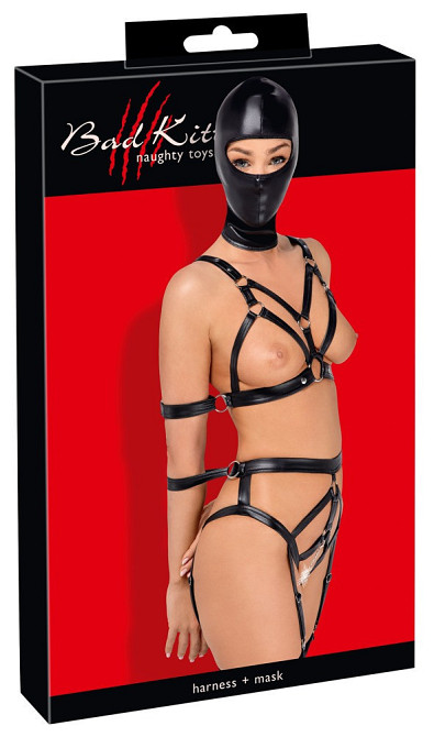 Боді з маскою - 2480492 Bad Kitty Strap+Mask Set, black - S Sex Aura Київ - фото 1
