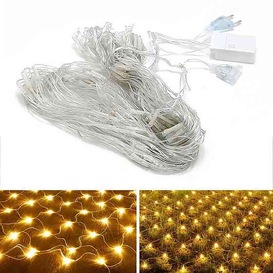 Гірлянда світлодіодна новорічна тепла біла Сітка 120 LED 1.7x1.5м святкова прикраса Київ
