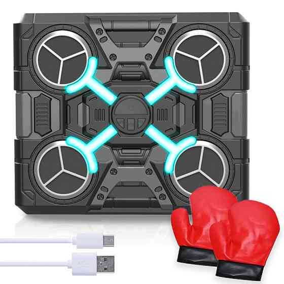 Музыкальная боксерская мишень с перчатками и подсветкой / Музыкальная груша для бокса / Тренажер для бокса Киев