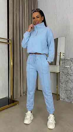 Жіночий плюшевий прогулянковий костюм з велюру Блакитний, 46/48 Одеса