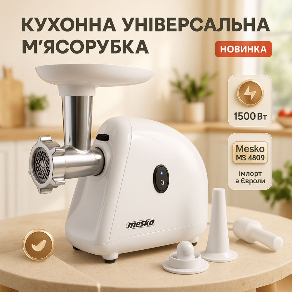 Мясорубка обычная Mesko MS 4809 1500Вт, Мясорубки для колбасы, Мясорубка с решеткой для фарша TA-24 Львов - изображение 5