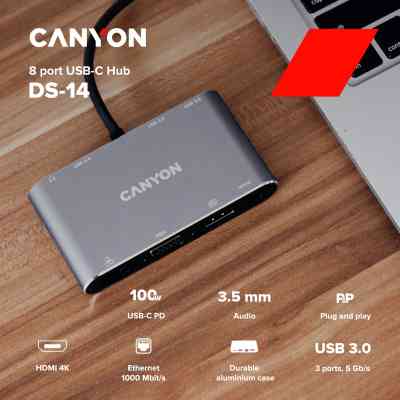 Концентратор Canyon 8-in-1 USB-C (CNS-TDS14) Вінниця