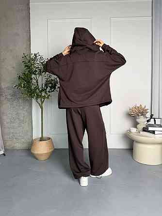 Женский стильный повседневный костюм двойка из качественной трехнитки диагональ Шоколад Одесса