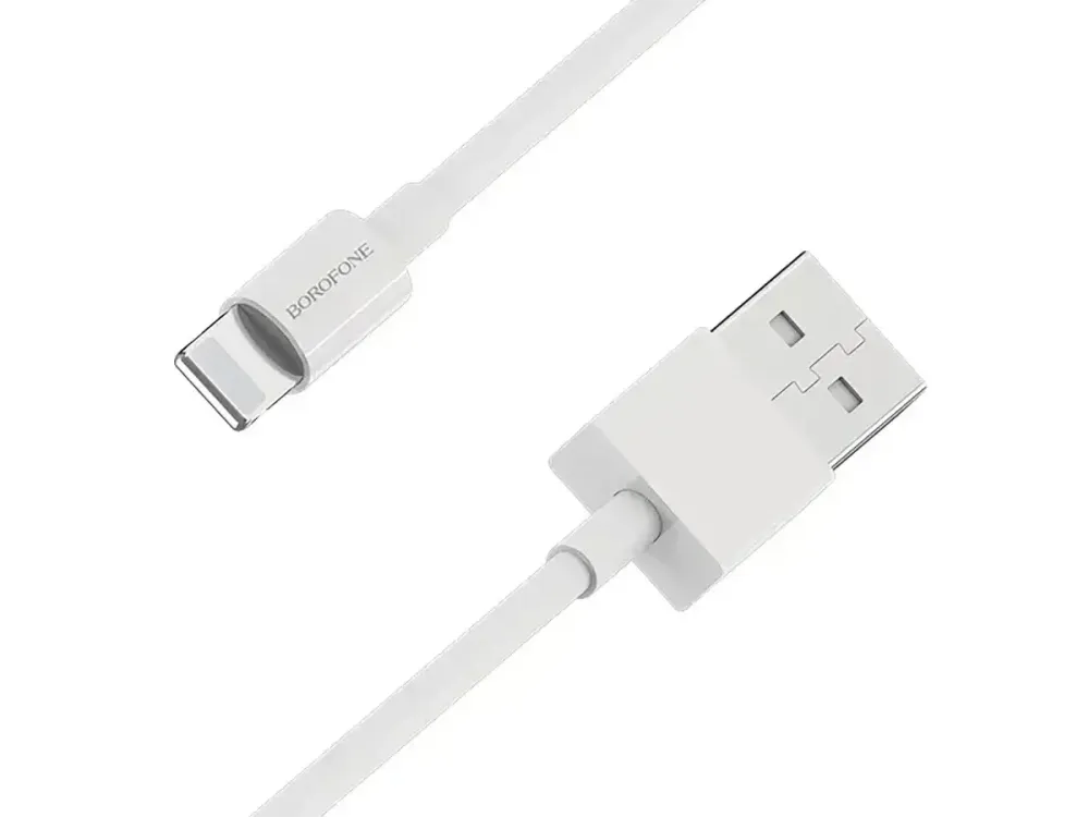 Кабель USB - Lightning Borofone BX22 1м 2А швидка зарядка для iPhone iPad шнур із захисним чіпом білий Одеса - фото 5