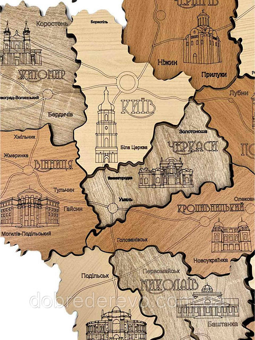 Дерев'яна карта України "Тополя" 100х70 Вижниця - фото 5