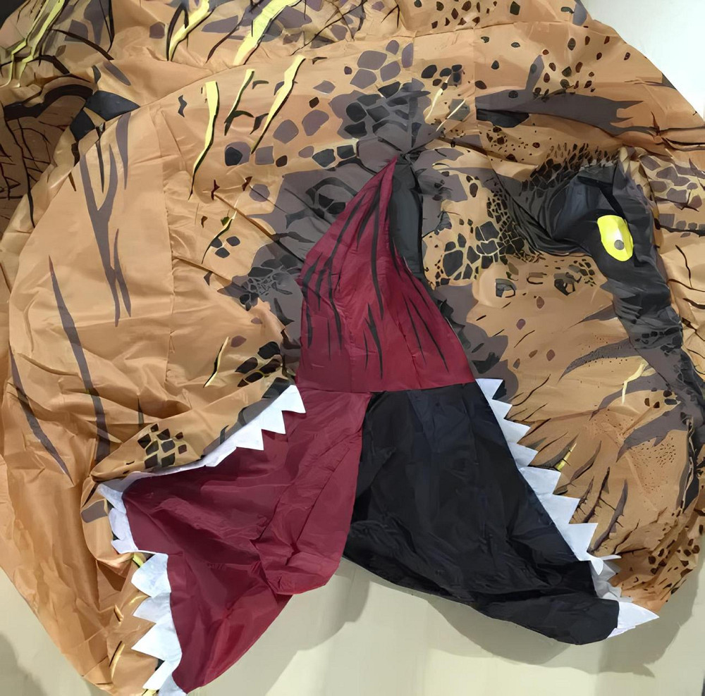 Детский надувной костюм динозавра Тираннозавра RESTEQ, косплей T-Rex, костюм для праздника и карнавала, коричневый, рост 90–130 см Киев - изображение 5