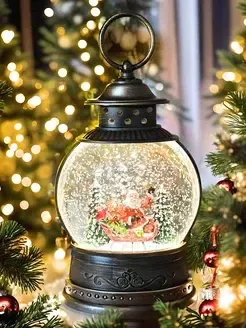 Hengda Дед мороз Волшебный фонарь круглой формы "С анимацией" 26 см., новогодний светильник Київ