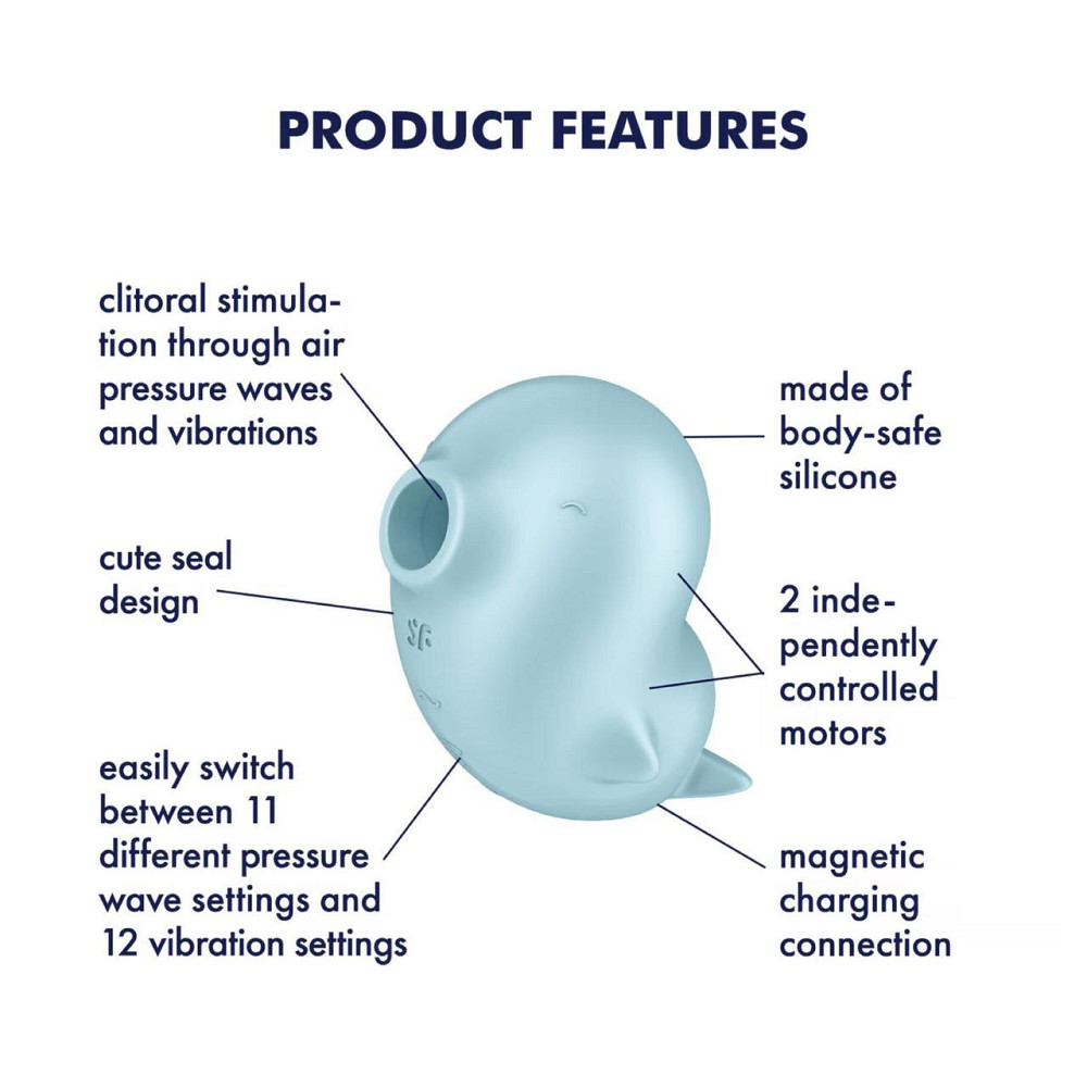 Вакуумный клиторальный стимулятор с вибрацией Satisfyer Sassy Seal, 2 независимых мотора Sex Aura Киев - изображение 4