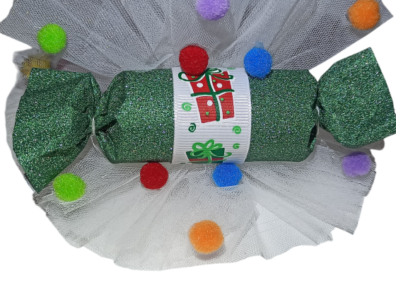 Новогодний обруч для волос конфетка с блесточками с фатином one size ручная работа зелёный Киев