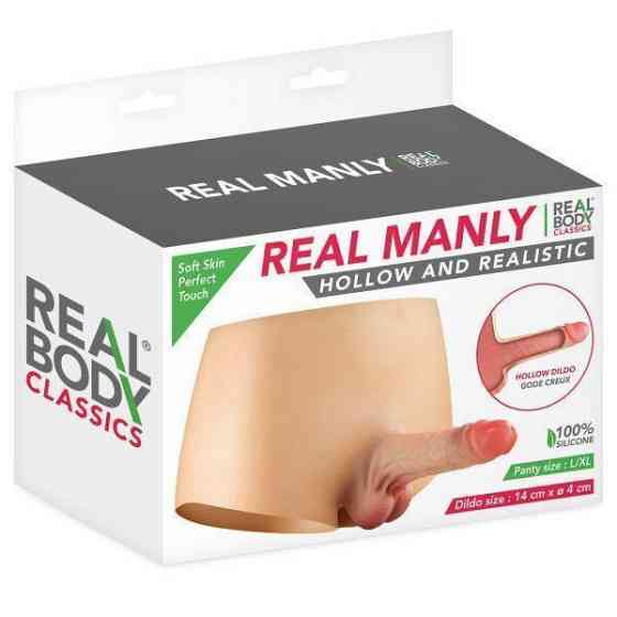Силіконові трусики з порожнистим фалоімітатором Real Body Real Manly Hollow, L/XL, для нього Sex Aura Київ
