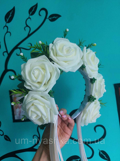 Айвори веночек Ободок обруч с цветами сценический айвори с лентами Кривой Рог - изображение 7