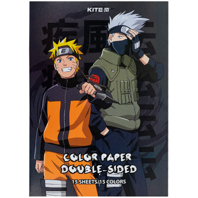 Цветная бумага Kite А4 двухсторонняя Naruto 15л/15 цв (NR24-250) Винница - изображение 1