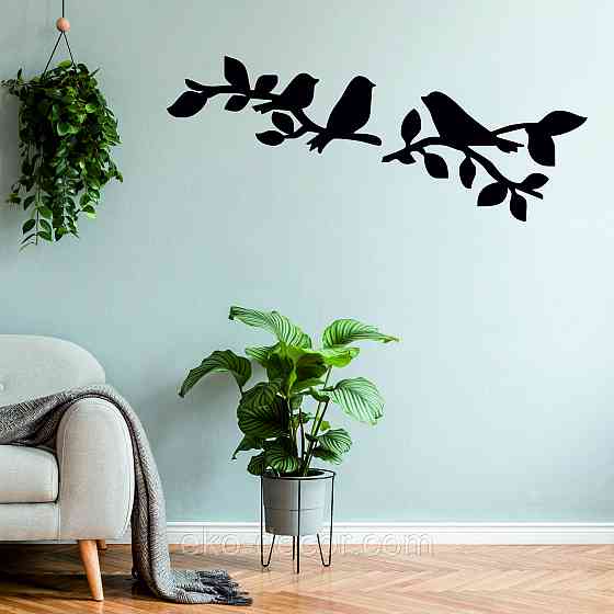 Декоративне настінне Панно  «Птахи» , Декор на стіну 90*35 см, Чорний Київ