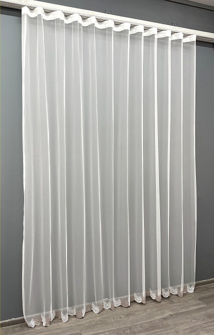 Тюль VR-Textil 1463т Грек-сетка с вышивкой Молочный с пудровым 300х270 см (42-0331) Киев - изображение 3