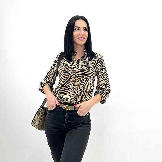 Жіноча блуза з принтом "Desert" оптом | Норма і батал | Розпродаж моделі Капучіно, 46-48 Київ