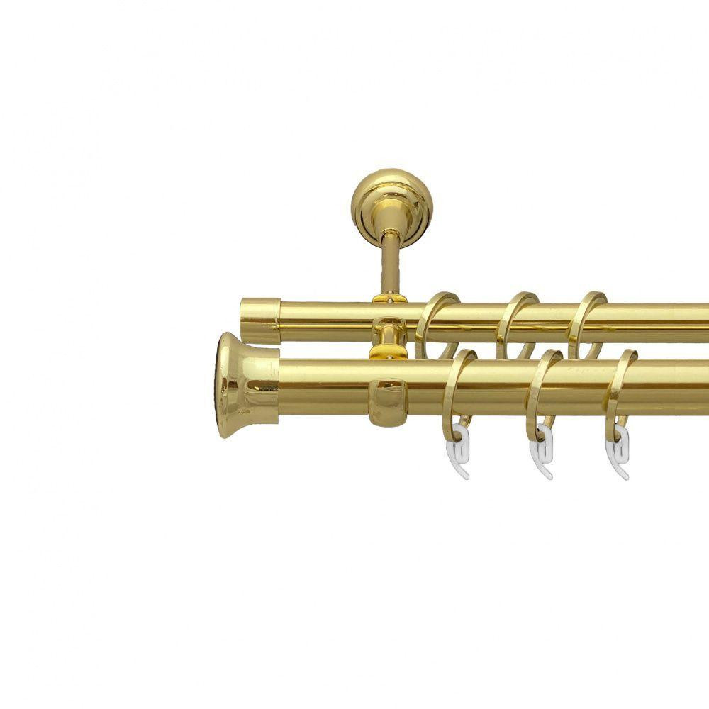 Карниз Orvit Дуо металевий дворядний відкритий гладка труба кільце фасонне металеве  Золото 25\19 мм 160 см (7035547) Львів - фото 1