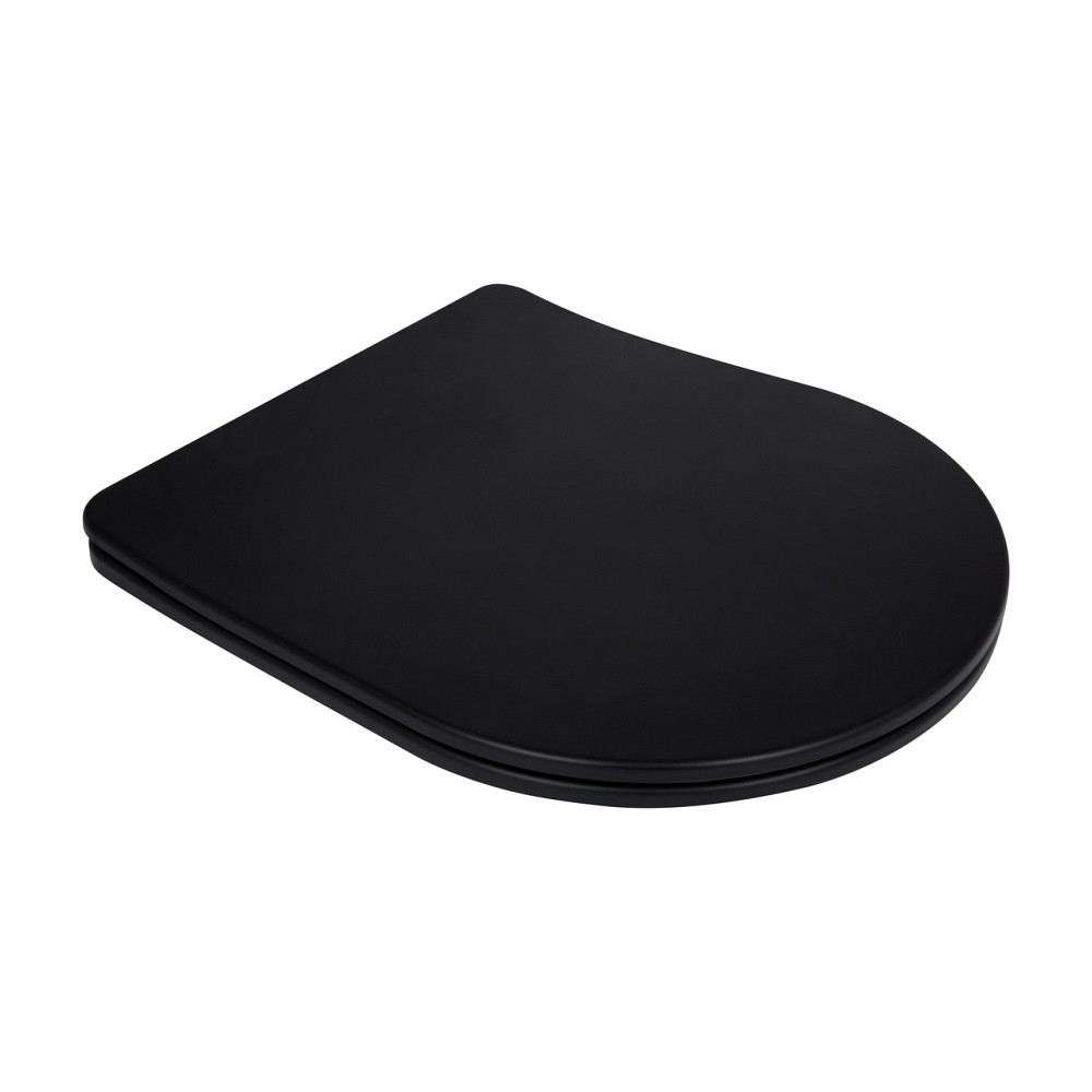 Сидіння для унітаза Qtap (Robin 490) 425x363x50 мм, Matt Black, з мікроліфтом Slim Duroplast, Quick Release QTSC179MB48676 Київ - фото 1